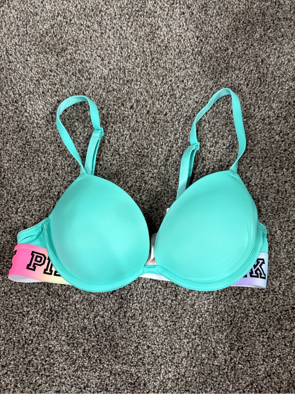 Victoria's Secret Mint Push-Up Bra with Rainbow Logo Band